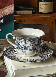 French Style China Porcelain Tea Cup Set, Unique Tea Cup and Saucers, Royal Ceramic Cups, Elegant Vintage Ceramic Coffee Cups for Afternoon Tea-Paintingforhome