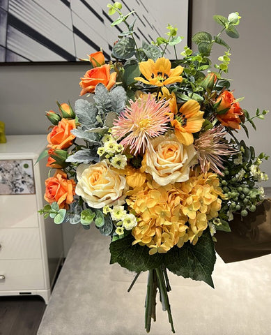 Large Bunch of Autumn Flowers Arrangement Interior Design, Modern Artificial Floral Arrangement for Bedroom, Beautiful Faux Silk Floral Bouquet Table Centerpiece-Paintingforhome