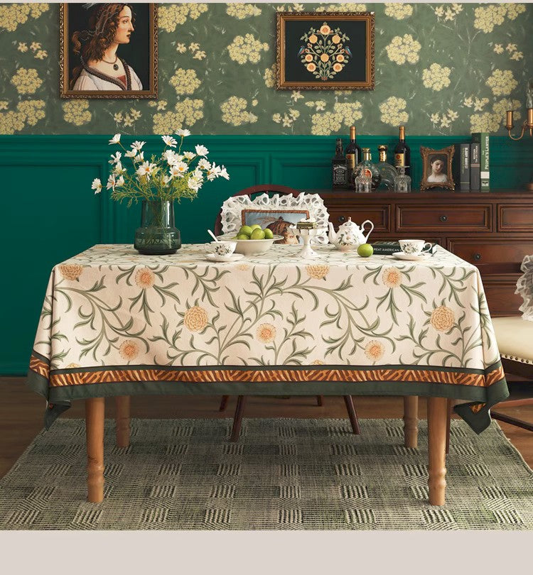 Spring Flower Farmhouse Table Cloth, Wedding Tablecloth, Modern Rectangle Tablecloth Ideas for Dining Table, Square Tablecloth for Coffee Table-Paintingforhome