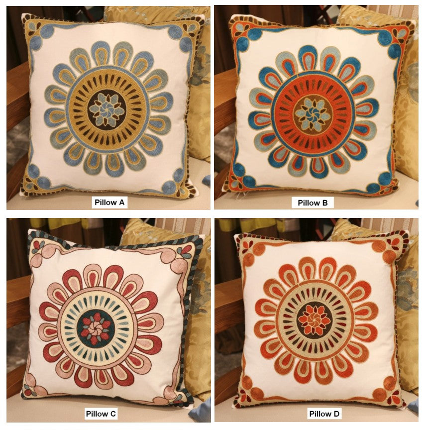 Decorative Sofa Pillows for Couch, Embroider Flower Cotton Pillow Cove –  Paintingforhome