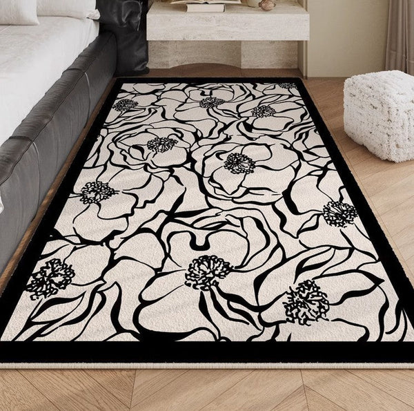 Flower Pattern Contemporary Modern Rugs, Modern Rugs for Living Room, Abstract Contemporary Rugs Next to Bed, Modern Rugs for Dining Room-Paintingforhome