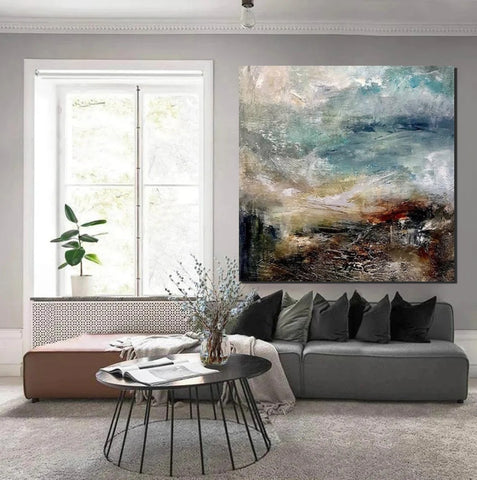 Modern Contemporary Abstract Artwork, Extra Large Wall Art Paintings, Acrylic Painting for Dining Room, Palette Knife Painting, Heavy Texutre Wall Art-Paintingforhome