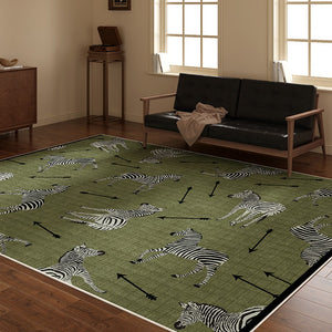 Large Contemporary Floor Carpets, Living Room Modern Area Rugs, Mid Century Zebra Green Rugs in Bedroom, Dining Room Modern Rugs-Paintingforhome