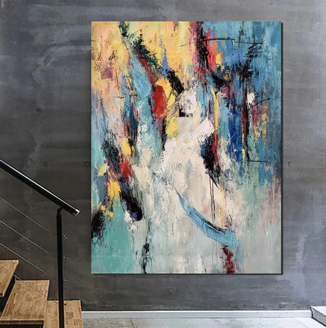 Palette Knife Paintings, Acrylic Paintings on Canvas, Large Paintings Behind Sofa, Abstract Painting for Living Room, Bedroom Modern Wall Art Paintings-Paintingforhome