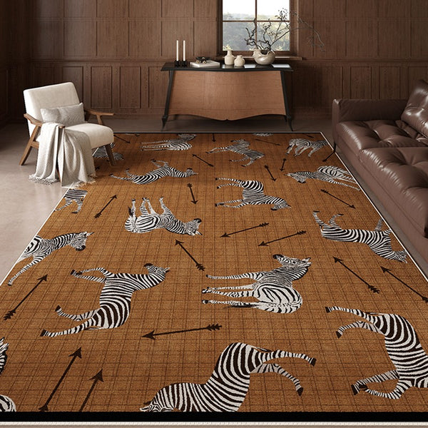 Dining Room Modern Rugs, Living Room Modern Area Rugs, Mid Century Zebra Modern Rugs in Bedroom, Large Contemporary Floor Carpets-Paintingforhome