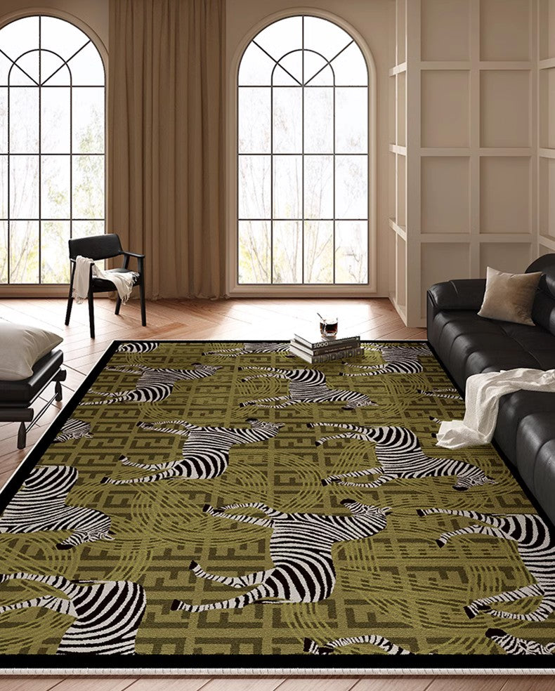 Mid Century Zebra Modern Rugs in Bedroom, Dining Room Modern Rugs, Living Room Modern Area Rugs, Large Contemporary Floor Carpets-Paintingforhome