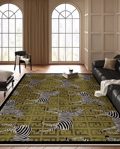 Mid Century Zebra Modern Rugs in Bedroom, Dining Room Modern Rugs, Living Room Modern Area Rugs, Large Contemporary Floor Carpets-Paintingforhome