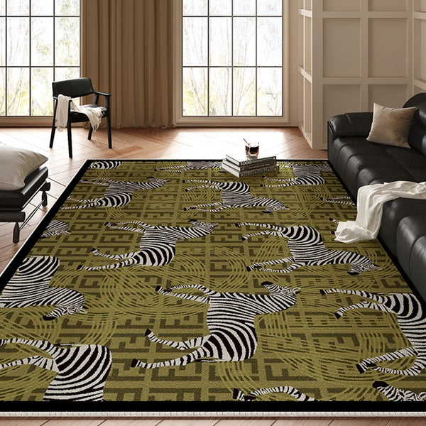 Mid Century Zebra Modern Rugs in Bedroom, Dining Room Modern Rugs, Living Room Modern Area Rugs, Large Contemporary Floor Carpets-Paintingforhome