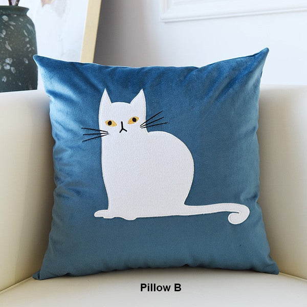 Lovely Cat Pillow Covers for Kid's Room, Modern Sofa Decorative Pillows, Cat Decorative Throw Pillows for Couch, Modern Decorative Throw Pillows-Paintingforhome