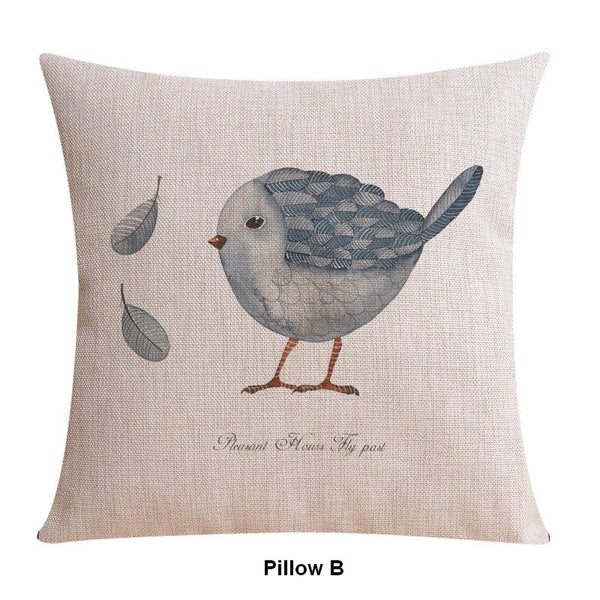 Simple Decorative Pillow Covers, Decorative Sofa Pillows for Children's Room, Love Birds Throw Pillows for Couch, Singing Birds Decorative Throw Pillows-Paintingforhome