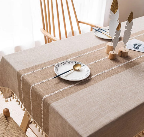 Rectangular Tablecloth for Oval Table, Kitchen Rectangular Table Covers, Modern Table Cloths for Dining Room, Farmhouse Cotton and Linen Tablecloths-Paintingforhome