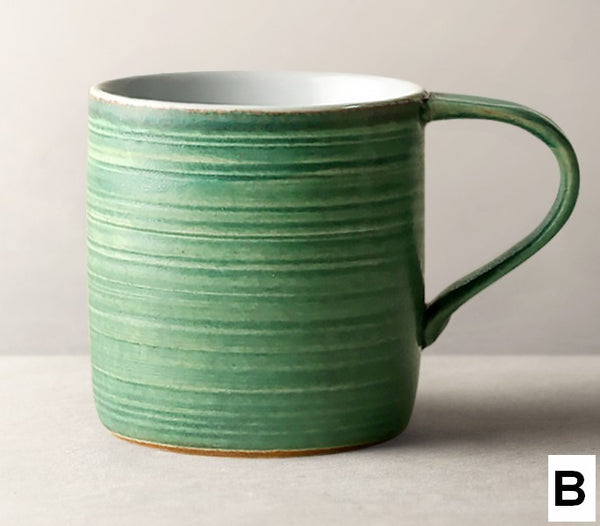 Blue Green Black Ceramic Coffee Mugs, Creative Handmade Coffee Mugs, Large Modern Handmade Pottery Coffee Cup, Large Capacity Coffee Mugs-Paintingforhome