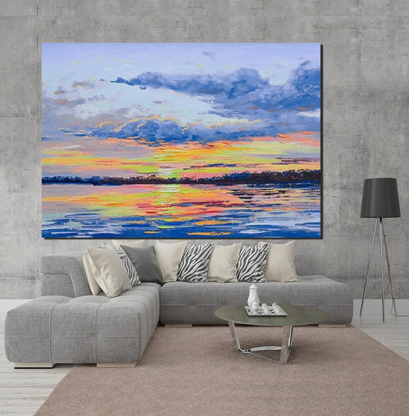 Abstract Landscape Paintings, Heavy Texture Painting, Hand Painted Wall Art, Contemporary Wall Art Paintings, Simple Modern Paintings for Living Room-Paintingforhome