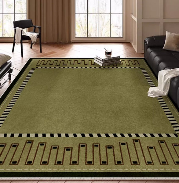 Large Modern Rugs in Living Room, Green Contemporary Rugs for Bedroom, Mid Century Modern Rugs under Sofa, Dining Room Floor Carpets-Paintingforhome