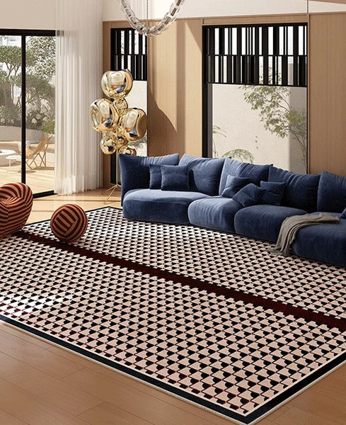 Modern Rugs for Dining Room, Contemporary Modern Rugs, Geometric Contemporary Rugs Next to Bed, Mid Century Area Rugs for Living Room-Paintingforhome