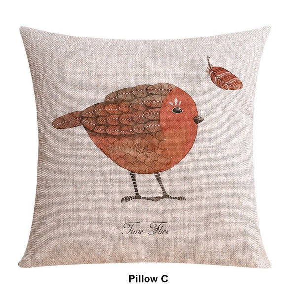 Simple Decorative Pillow Covers, Decorative Sofa Pillows for Children's Room, Love Birds Throw Pillows for Couch, Singing Birds Decorative Throw Pillows-Paintingforhome