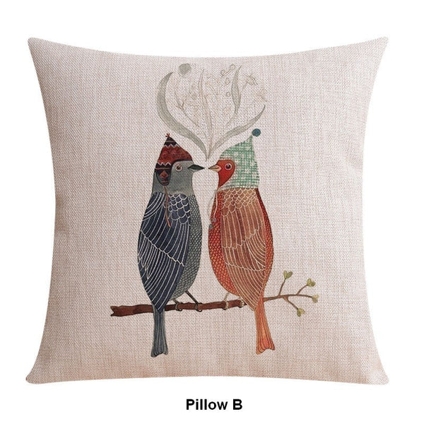 Modern Sofa Decorative Pillows for Children's Room, Singing Birds Decorative Throw Pillows, Love Birds Throw Pillows for Couch, Decorative Pillow Covers-Paintingforhome
