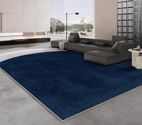 Abstract Blue Contemporary Modern Rugs in Bedroom, Dining Room Floor Carpets, Large Modern Living Room Rugs, Geometric Modern Area Rugs-Paintingforhome