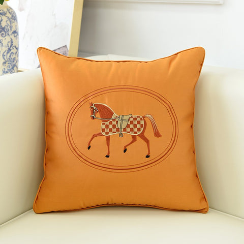 Modern Decorative Throw Pillows, Horse Decorative Throw Pillows for Couch, Embroider Horse Pillow Covers, Modern Sofa Decorative Pillows-Paintingforhome