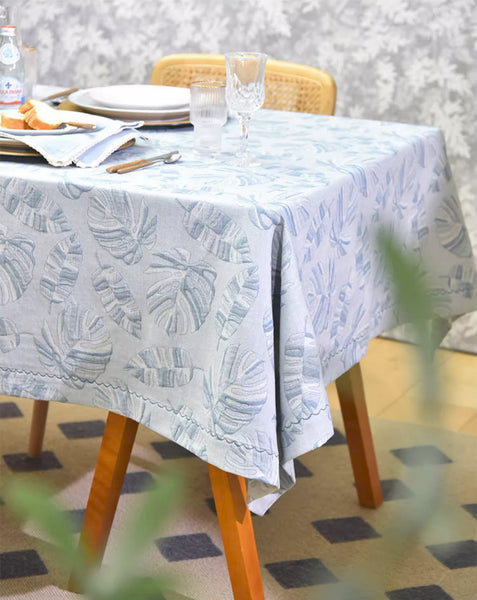 Large Rectangle Table Covers for Dining Room Table, Square Tablecloth for Round Table,Monstera Leaf Modern Table Cloths for Kitchen, Simple Contemporary Cotton Tablecloth-Paintingforhome