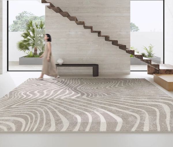 Stripe Area Rugs under Sofa, Modern Carpets for Office, Dining Room Floor Rugs, Mid Century Area Rugs for Living Room, Abstract Contemporary Rugs for Bedroom-Paintingforhome