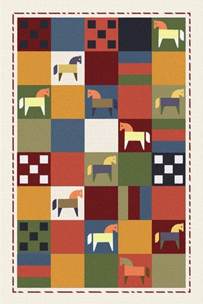 Lovely Horse Area Rugs for Children Room, Geometric Modern Rugs, Modern Rugs for Living Room, Cartoon Modern Rugs for Bedroom-Paintingforhome