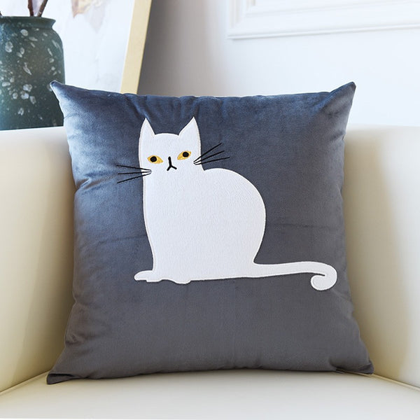 Lovely Cat Pillow Covers for Kid's Room, Modern Sofa Decorative Pillows, Cat Decorative Throw Pillows for Couch, Modern Decorative Throw Pillows-Paintingforhome