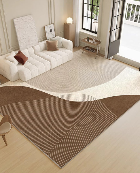 Contemporary Modern Rugs for Bedroom, Large Geometric Rugs for Living Room, Abstract Modern Area Rugs for Bedroom-Paintingforhome