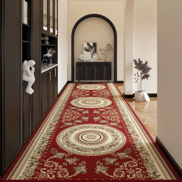 Bedside Runner Rugs, Non Slip Entrance Runner Rugs, Traditional Red Persian Long Narrow Runner Rugs, Extra Long Hallway Runners, Washable Entryway Runner Rug Ideas-Paintingforhome