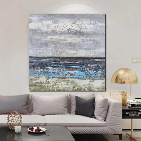 Contemporary Wall Art Paintings, Acrylic Paintings for Living Room, Large Simple Modern Art, Blue Abstract Acrylic Painting-Paintingforhome