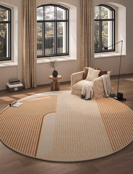 Geometric Modern Round Rugs for Living Room, Contemporary Area Rugs for Bedroom, Round Area Rugs for Dining Room, Coffee Table Rugs, Circular Modern Area Rug-Paintingforhome