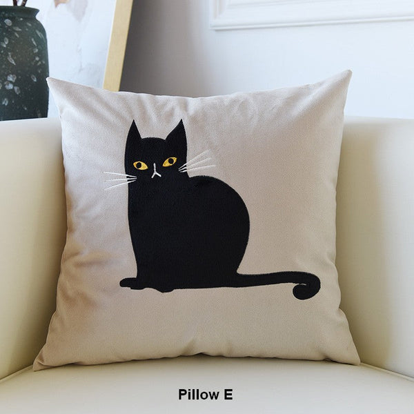 Lovely Cat Pillow Covers for Kid's Room, Modern Sofa Decorative Pillows, Cat Decorative Throw Pillows for Couch, Modern Decorative Throw Pillows-Paintingforhome