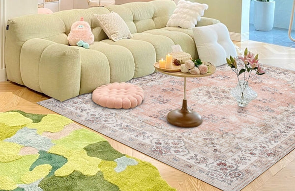 Pink Persain Rugs for Bedroom, Morocco Area Rugs for Living Room, Traditional Colorful Persian Rugs for Dining Room-Paintingforhome