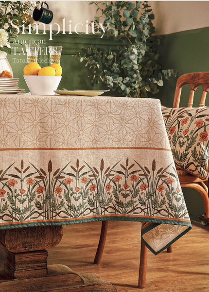 Modern Rectangle Tablecloth Ideas for Kitchen Table, Farmhouse Table Cloth for Oval Table, Rustic Flower Pattern Linen Tablecloth for Round Table-Paintingforhome