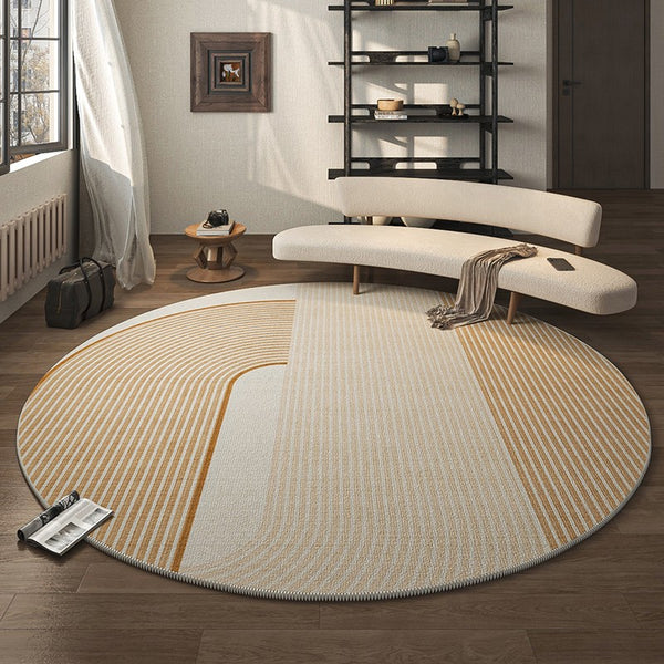 Geometric Modern Round Rugs for Living Room, Contemporary Area Rugs for Bedroom, Round Area Rugs for Dining Room, Coffee Table Rugs, Circular Modern Area Rug-Paintingforhome