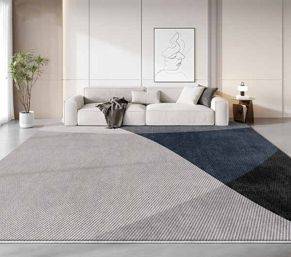 Blue Contemporary Modern Rugs, Geometric Contemporary Rugs Next to Bed, Modern Rugs for Living Room, Contemporary Rugs for Dining Room-Paintingforhome