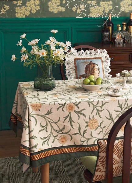 Spring Flower Farmhouse Table Cloth, Wedding Tablecloth, Modern Rectangle Tablecloth Ideas for Dining Table, Square Tablecloth for Coffee Table-Paintingforhome