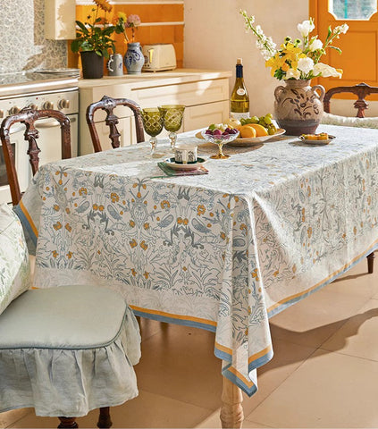 Large Modern Rectangle Tablecloth for Dining Table, Rabbit Pigeon Pattern Table Covers for Round Table, Farmhouse Table Cloth for Oval Table, Square Tablecloth for Kitchen-Paintingforhome