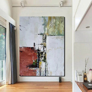 Contemporary Art Painting, Modern Paintings, Bedroom Acrylic Painting, Simple Painting Ideas, Living Room Wall Painting, Large Red Canvas Painting-Paintingforhome