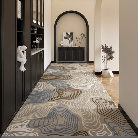 Long Narrow Runner Rugs, Abstract Entryway Runner Rugs, Entrance Hallway Runner Carpet, Long Narrow Hallway Runners, Modern Long Hallway Runners-Paintingforhome