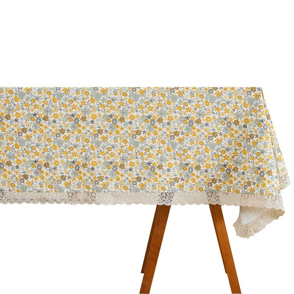 Dining Room Flower Table Cloths, Cotton Rectangular Table Covers for Kitchen, Farmhouse Table Cloth, Wedding Tablecloth, Square Tablecloth for Round Table-Paintingforhome