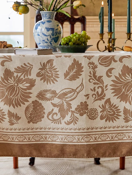 Large Modern Rectangle Tablecloth for Dining Table, Flower Pattern Table Covers for Round Table, Farmhouse Table Cloth for Oval Table, Square Tablecloth for Kitchen-Paintingforhome