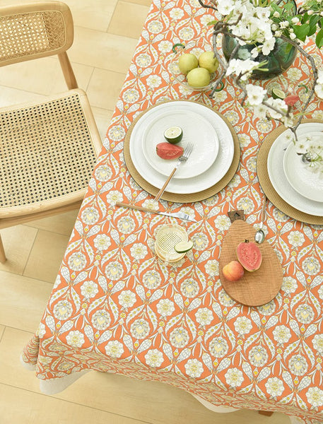 Modern Square Tablecloth, Bohemia Oriental Bilayer Tablecloths, Country Farmhouse Tablecloth for Round Table, Large Rectangle Table Covers for Dining Room Table, Rustic Table Cloths for Kitchen-Paintingforhome