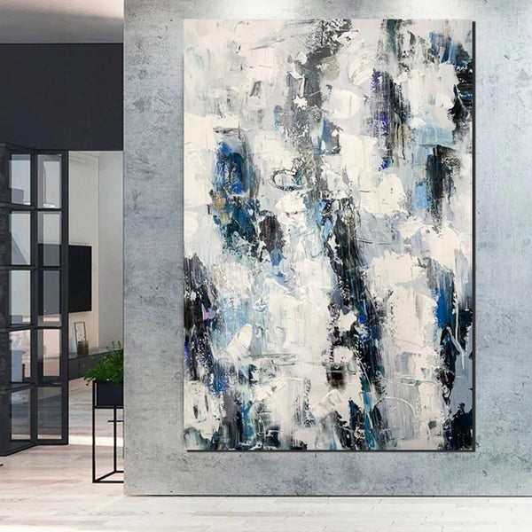 Modern Paintings Behind Sofa, Abstract Paintings for Dining Room, Buy Paintings Online, Palette Knife Canvas Art, Impasto Wall Art-Paintingforhome