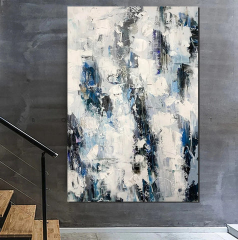 Modern Paintings Behind Sofa, Abstract Paintings for Dining Room, Buy Paintings Online, Palette Knife Canvas Art, Impasto Wall Art-Paintingforhome