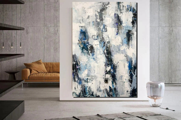 Modern Paintings Behind Sofa, Abstract Paintings for Dining Room, Buy Paintings Online, Palette Knife Canvas Art, Impasto Wall Art-Paintingforhome