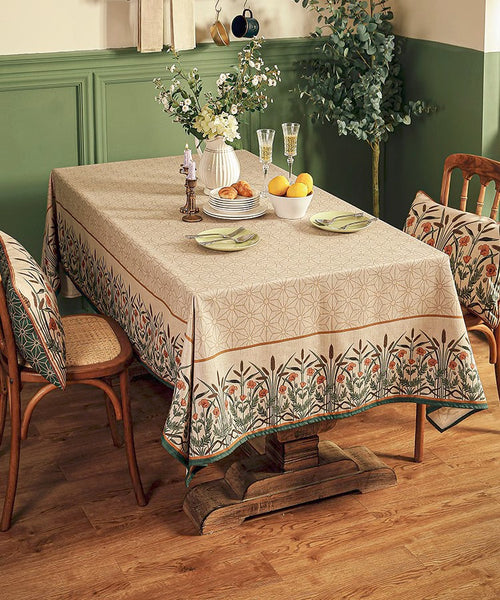 Modern Rectangle Tablecloth Ideas for Kitchen Table, Farmhouse Table Cloth for Oval Table, Rustic Flower Pattern Linen Tablecloth for Round Table-Paintingforhome