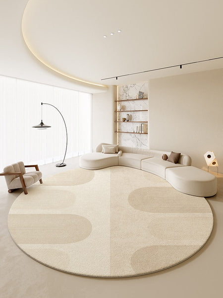 Bathroom Modern Round Rugs, Circular Modern Rugs under Coffee Table, Round Contemporary Modern Rugs for Bedroom, Round Modern Rugs in Living Room-Paintingforhome