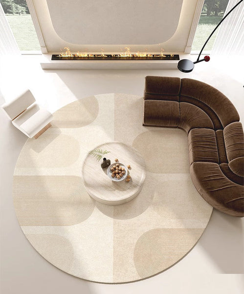 Round Contemporary Modern Rugs for Bedroom, Bathroom Modern Round Rugs, Circular Modern Rugs under Coffee Table, Round Modern Rugs in Living Room-Paintingforhome