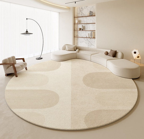 Round Contemporary Modern Rugs for Bedroom, Bathroom Modern Round Rugs, Circular Modern Rugs under Coffee Table, Round Modern Rugs in Living Room-Paintingforhome